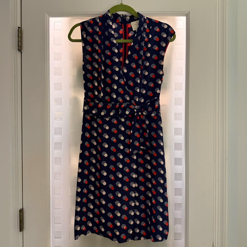 kate spade Nee York Navy Polka Dot Dress with Red and Cream Dots